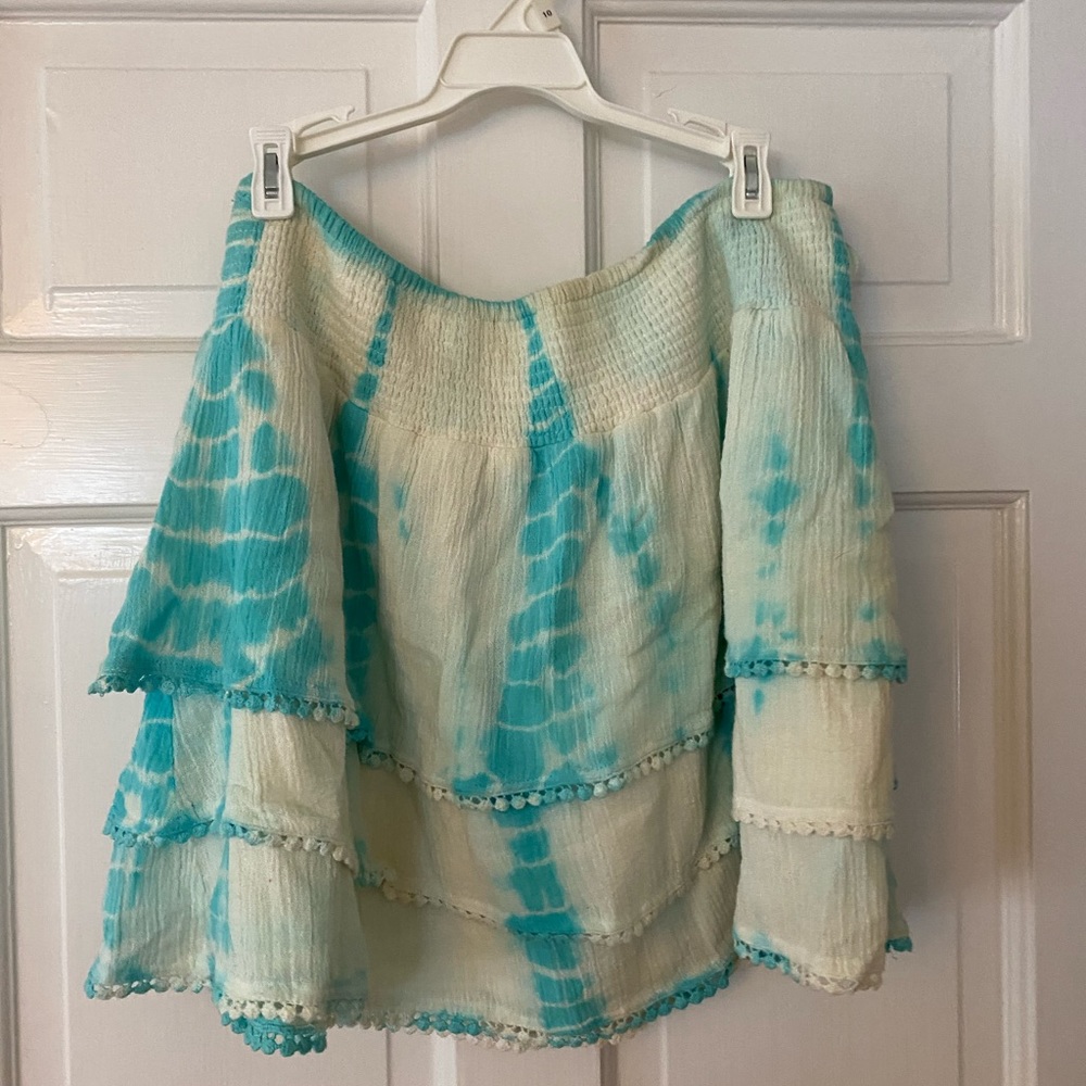Blue tie-dye skirt
